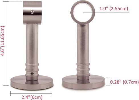 Extensional 1.1 inch Round Rod Bracket with Concrete Wall mounting base plate (Chrome/Round Base) in Kuwait