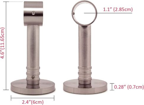 Extensional 1.1 inch Round Rod Bracket with Concrete Wall mounting base plate (Chrome/Round Base) in Kuwait