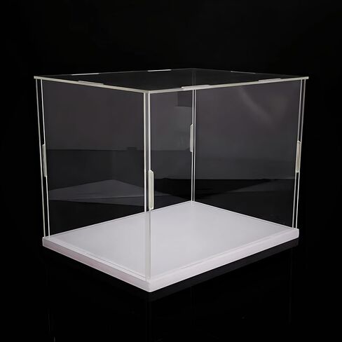 Clear Acrylic Display Case, Assemble Cube Display Box Stand with PVC Material White Base, Dustproof Protection Showcase for Collectibles Memorabilia Figurines (8*8*12inch;20*20*H30cm) in Kuwait