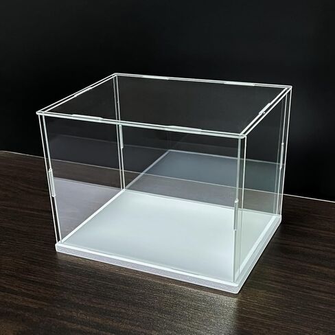 Clear Acrylic Display Case, Assemble Cube Display Box Stand with PVC Material White Base, Dustproof Protection Showcase for Collectibles Memorabilia Figurines (8*8*12inch;20*20*H30cm) in Kuwait