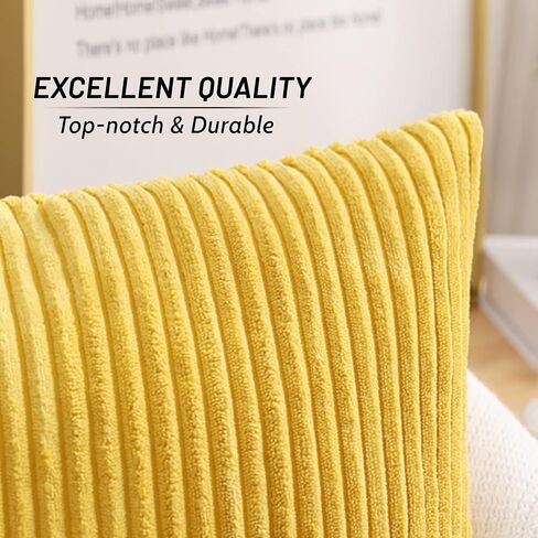 Mecatny Corduroy Throw Pillow Covers 18x18 Set of 2 - Striped Decorative Pillow Covers for Living Room, Bed - Soft Square Couch Pillow Covers for Sofa - Cream White in Kuwait
