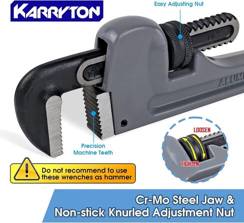 Aluminum Pipe Wrench Set, 10" 14" 18" 24"(4 Pack) Adjustable Straight Handle Plumbing Wrench Set, Heavy Duty Plumbers Tool with Drop Forged Jaw,Exceed the Standard GGG in Saudi Arabia