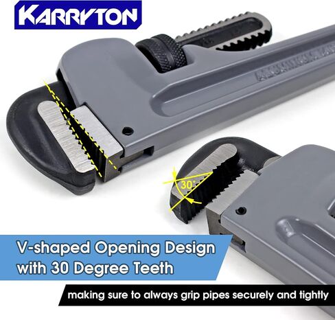 Aluminum Pipe Wrench Set, 10" 14" 18" 24"(4 Pack) Adjustable Straight Handle Plumbing Wrench Set, Heavy Duty Plumbers Tool with Drop Forged Jaw,Exceed the Standard GGG in Saudi Arabia