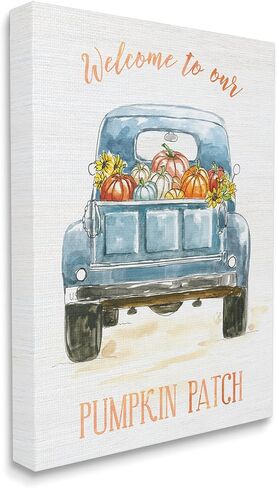 Stupell Industries مرحبًا بكم في شاحنة المزرعة الزرقاء Pumpkin Patch الخاصة بنا، من تصميم Nan Canvas Wall Art، مقاس 16 × 20، باللون الأبيض الفاتح in Saudi Arabia
