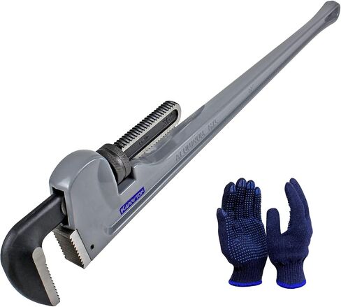 Aluminum Pipe Wrench Set, 10" 14" 18" 24"(4 Pack) Adjustable Straight Handle Plumbing Wrench Set, Heavy Duty Plumbers Tool with Drop Forged Jaw,Exceed the Standard GGG in Saudi Arabia
