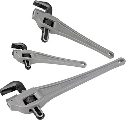 Aluminum Pipe Wrench Set, 10" 14" 18" 24"(4 Pack) Adjustable Straight Handle Plumbing Wrench Set, Heavy Duty Plumbers Tool with Drop Forged Jaw,Exceed the Standard GGG in Saudi Arabia