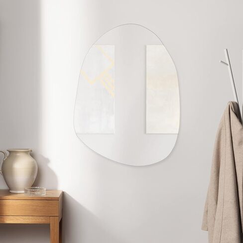 Navaris Frameless Wall Mirror - Irregular Shape Asymmetrical Blob Mirror - For Entryway Table Hallway Bathroom Floor - Modern Organic Shaped Pond Unique Mirror in Saudi Arabia