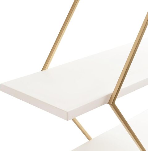 Kate and Laurel Daxton Modern Wood and Metal Diamond Wall Shelf, 31 x 8 x 31, White and Gold, Glam Geometric Wall Organization for Bathroom Storage or Living Room Display in Saudi Arabia