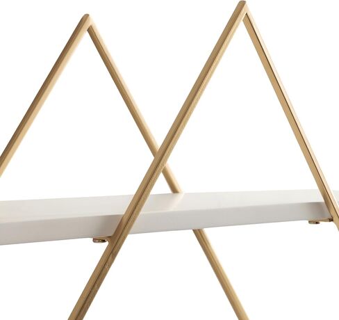 Kate and Laurel Daxton Modern Wood and Metal Diamond Wall Shelf, 31 x 8 x 31, White and Gold, Glam Geometric Wall Organization for Bathroom Storage or Living Room Display in Saudi Arabia