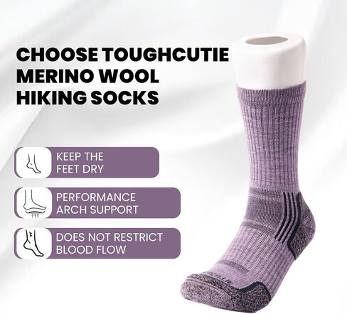 Women's Merino Wool Hiker Crew Socks, Moisture-Wicking, Durable, Perfect for Hiking and Camping in Saudi Arabia