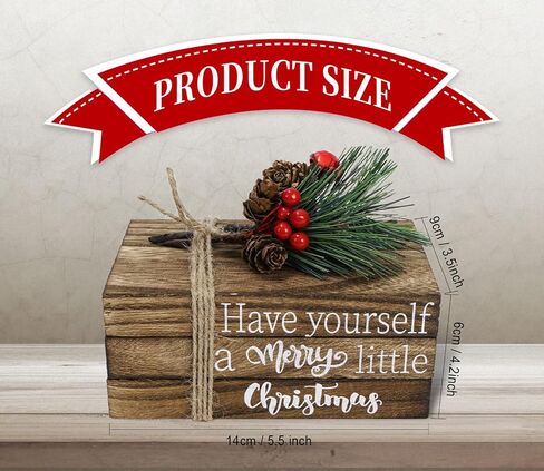 Whaline Christmas Wooden Tiered Tray Decor Merry Christmas Faux Decorative Stacked Books Bundle Wooden Block Sign with Berries for Xmas Farmhouse Rustic Decor Kitchen Home Table Decoration in Saudi Arabia