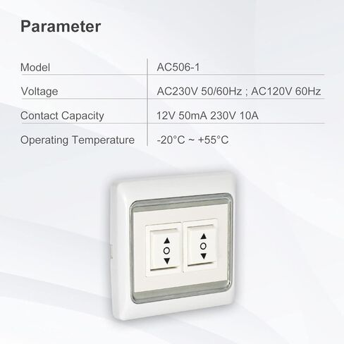 Rollerhouses AC505-01 3 Position ON/Off/ON Rocker Switch White AC120 60HZ Single Manual Wall Mounted Switch SPDT Work with Standard Mechanical Motor/Roller Shutter Motor in Kuwait
