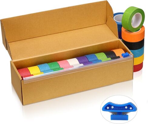 11 Pcs Colored 1 inch Wide Painter's Masking Tape 16 Yards Safe Tape Dispenser Bulk Colored Masking Tape Colored Tape Rolls Painting Accessories Rainbow Paper Tape for Art DIY Craft Box Label Teacher in Saudi Arabia