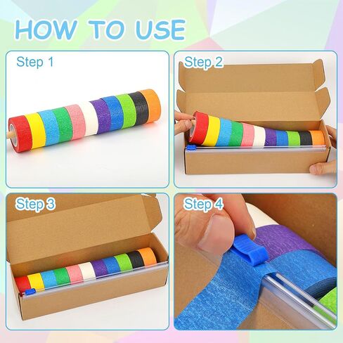 11 Pcs Colored 1 inch Wide Painter's Masking Tape 16 Yards Safe Tape Dispenser Bulk Colored Masking Tape Colored Tape Rolls Painting Accessories Rainbow Paper Tape for Art DIY Craft Box Label Teacher in Saudi Arabia