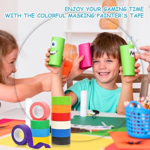 11 Pcs Colored 1 inch Wide Painter's Masking Tape 16 Yards Safe Tape Dispenser Bulk Colored Masking Tape Colored Tape Rolls Painting Accessories Rainbow Paper Tape for Art DIY Craft Box Label Teacher in Saudi Arabia