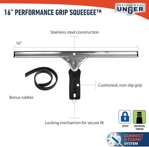 ممسحة تنظيف النوافذ والزجاج مقاس 16 بوصة مع مطاط بديل - لوازم التنظيف، ممسحة شديدة التحمل لتنظيف النوافذ، نتائج خالية من الخطوط in Kuwait