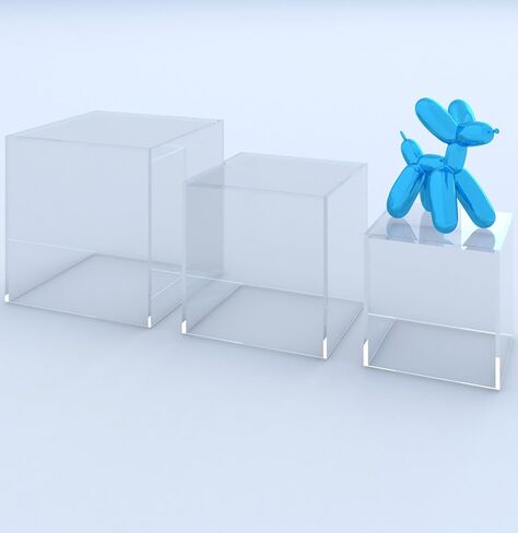 3 pc Acrylic Cube Display Box Risers 6",5",4" 5-Sided Square Riser Stands Stackable & Nesting Boxes for Collectibles Jewelry Toys or Pedestal Stand to Showcase Food Cakes Candy etc (Clear) in Saudi Arabia