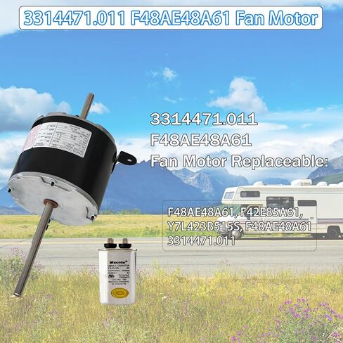 3314471.011 F48AE48A61 Fan Motor Compatible with Dometic Duo-Therm Penguin II 641815, 641816, 641835, 641915, 641916, 641935, Replace genteq F48AE48A61 Fan Motor, 1/4 HP, 115V, 1650RPM 3 Speed in Kuwait