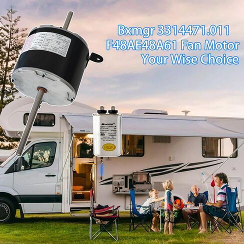3314471.011 F48AE48A61 Fan Motor Compatible with Dometic Duo-Therm Penguin II 641815, 641816, 641835, 641915, 641916, 641935, Replace genteq F48AE48A61 Fan Motor, 1/4 HP, 115V, 1650RPM 3 Speed in Kuwait