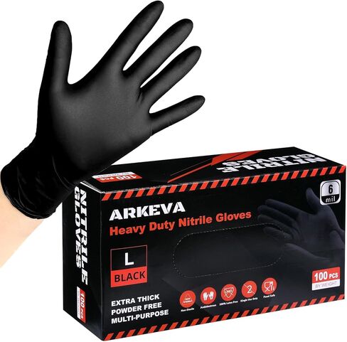 ARKEVA Black Nitrile Disposable Gloves 6 Mil. Chemical Resistance, Tear-Resistance, Latex & Powder Free in Saudi Arabia
