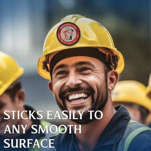 (5 عبوات) تذكر أن الكهرباء ستقتلك - 4 بوصات دائرية - ملصقات قبعات كهربائية صلبة - ملصقات ياقة زرقاء - ملصقات قبعة صلبة مضحكة لرجل الخط - ملصقات أمان تحذير لصندوق الأدوات - صنع في الولايات المتحدة الأمريكية in Kuwait