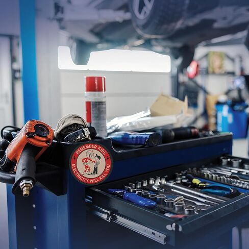 (5 عبوات) تذكر أن الكهرباء ستقتلك - 4 بوصات دائرية - ملصقات قبعات كهربائية صلبة - ملصقات ياقة زرقاء - ملصقات قبعة صلبة مضحكة لرجل الخط - ملصقات أمان تحذير لصندوق الأدوات - صنع في الولايات المتحدة الأمريكية in Kuwait