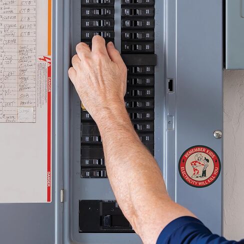 (5 عبوات) تذكر أن الكهرباء ستقتلك - 4 بوصات دائرية - ملصقات قبعات كهربائية صلبة - ملصقات ياقة زرقاء - ملصقات قبعة صلبة مضحكة لرجل الخط - ملصقات أمان تحذير لصندوق الأدوات - صنع في الولايات المتحدة الأمريكية in Kuwait