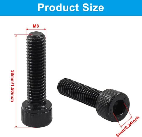 M3 x 8mm Hex Socket Head Cap Screws Bolts 12.9 Grade Alloy Steel Hex Socket Cap Machine Screws with Black Oxide Finish, Set of 100 in Saudi Arabia