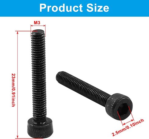 M3 x 8mm Hex Socket Head Cap Screws Bolts 12.9 Grade Alloy Steel Hex Socket Cap Machine Screws with Black Oxide Finish, Set of 100 in Saudi Arabia