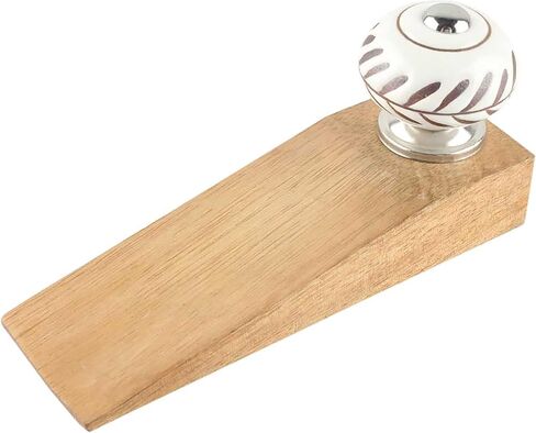 IndianShelf 3 Pieces Wood Decorative Door Stoppers for Bottom of Door- Heavy Duty Non Slip Rubber Base Door Wedges- Sturdy Floor Door Stop for Inside and Outside in Saudi Arabia