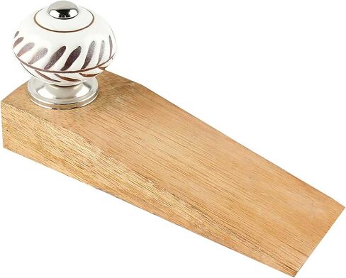 IndianShelf 3 Pieces Wood Decorative Door Stoppers for Bottom of Door- Heavy Duty Non Slip Rubber Base Door Wedges- Sturdy Floor Door Stop for Inside and Outside in Saudi Arabia