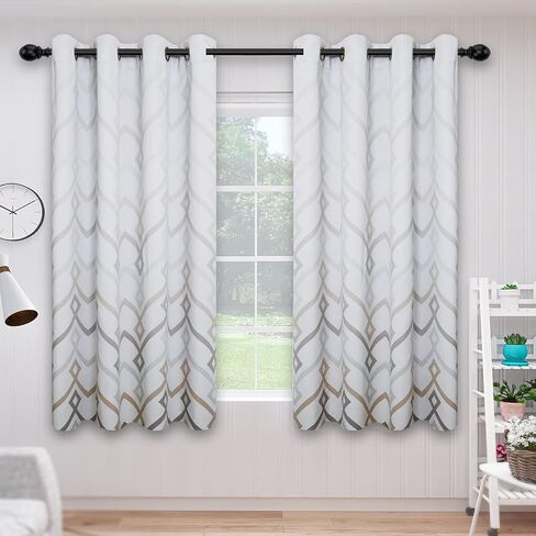 Easy-Going Printed Blackout Curtains for Bedroom, Gradient Line Color Noise Reduction Curtain Drapes, Light Blocking Thermal Insulated Grommet Curtain, 2 Panels, 52 x 63 in, Gray in Saudi Arabia