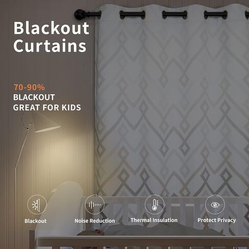 Easy-Going Printed Blackout Curtains for Bedroom, Gradient Line Color Noise Reduction Curtain Drapes, Light Blocking Thermal Insulated Grommet Curtain, 2 Panels, 52 x 63 in, Gray in Saudi Arabia