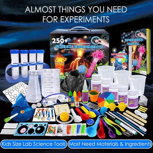 UNGLINGA 100+ Science Lab Experiments Kit for Kids Age 4-6-8-12-14, STEM Activities Educational Toys Gifts for Boys Girls, Chemistry Set, Magic Play Sand, Gemstone Dig, Volcano, Glowing Worms in Kuwait