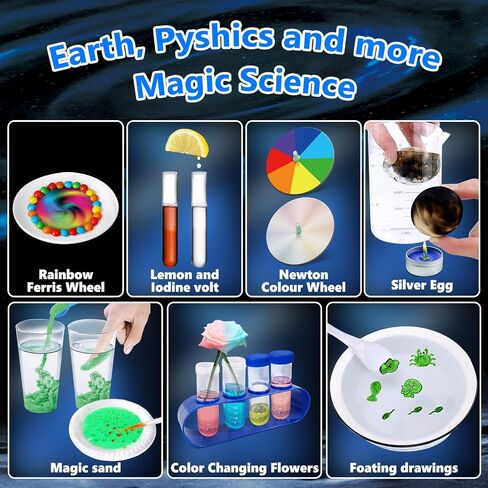 UNGLINGA 100+ Science Lab Experiments Kit for Kids Age 4-6-8-12-14, STEM Activities Educational Toys Gifts for Boys Girls, Chemistry Set, Magic Play Sand, Gemstone Dig, Volcano, Glowing Worms in Kuwait