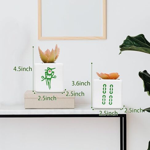 Zerzsy Set of 2 Mahjong Fake Flower Pots, Mahjong Succulent Gifts for Women, Small Plant Office Decor Home Decor Desk Decor in Kuwait