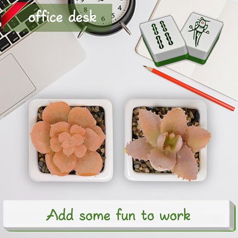 Zerzsy Set of 2 Mahjong Fake Flower Pots, Mahjong Succulent Gifts for Women, Small Plant Office Decor Home Decor Desk Decor in Kuwait