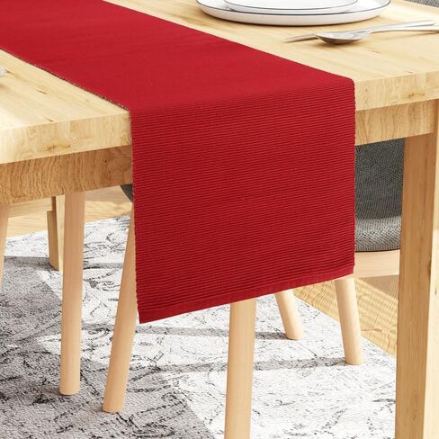 Encasa XO Dining Table Runner 13"x59" | Yarn Dyed Fine Ribbed Cotton | Solid Black | Machine Washable in Saudi Arabia