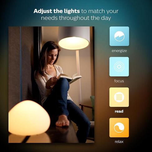 Philips Hue Single Premium A19 Smart Bulb, 16 million colors, for most lamps & overhead lights (Hue Hub Required, Works with Alexa), Old Version, White (464487) in Saudi Arabia