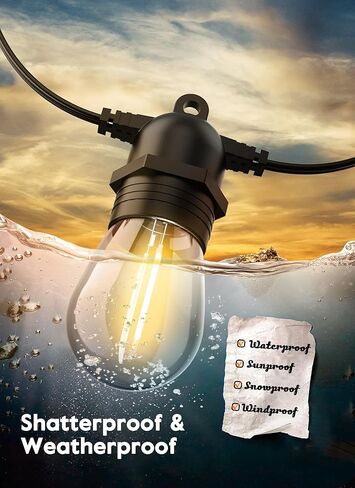 مصابيح الإضاءة البديلة من Brightown Shatterproof LED S14، E26 E27 مصابيح إديسون بقاعدة لولبية متوسطة تعادل 11 واط، مناسبة للأضواء التجارية في الفناء الخارجي والحديقة العتيقة، 15 حزمة، أبيض دافئ in Kuwait