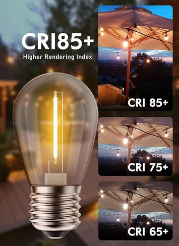 مصابيح الإضاءة البديلة من Brightown Shatterproof LED S14، E26 E27 مصابيح إديسون بقاعدة لولبية متوسطة تعادل 11 واط، مناسبة للأضواء التجارية في الفناء الخارجي والحديقة العتيقة، 15 حزمة، أبيض دافئ in Kuwait