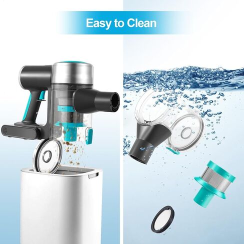 LED Cordless Vacuum Cleaner Powerful Suction Stick Vacuum Cordless Cleaner for Home Vacuum Cleaners Lightweight Battery Rechargeable Handhled Vacuum, Gray, XQC-TRLED-3M in Saudi Arabia