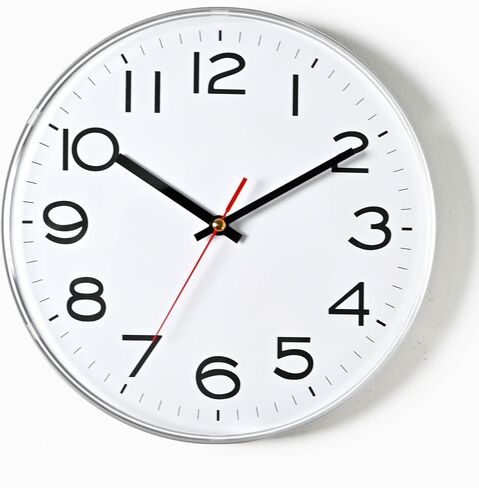 Mono 11'' Inch Silent Wall Clock, Contemporary Frameless Design, Non-Ticking Quartz Movement, Crisp White Dial with Bold Numerals, Ideal for Home and Office Elegance, Easy Wall Mounting in Saudi Arabia