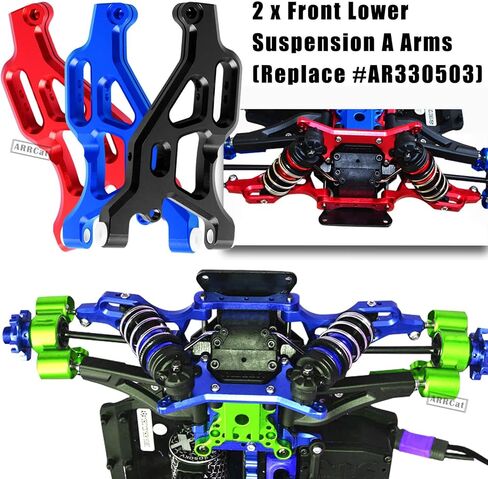 نظام التعليق الأمامي والخلفي جزء ترقيات للأذرع لـ 1/8 Arrma Typhon 6S، 1/7 Arrma Felony 6S BLX Limitless 6S BLX Infraction 6S BLX، ARRCat 6 قطع من الألومنيوم مجموعة ذراع التأرجح السفلية العلوية مع كرات محورية، أسود in Saudi Arabia