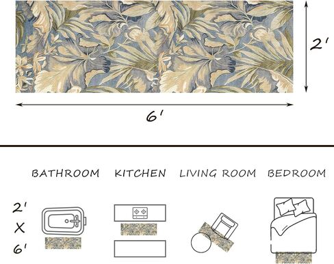 Yancorp 2' x 6' Boho Runner Rug, Washable, for Hallway, Front Doors, Kitchen, Entryway(Floral) in Saudi Arabia