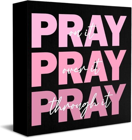 Pink Pray on It Sign, Pink Dorm Decor, Pink Christian Gifts for Women, Pink Bible Room Home Office Decor, Room Decor for Teen Girls, Pink Christmas Decor, 5 x 5 Inches in Saudi Arabia