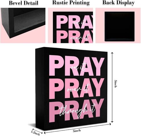 Pink Pray on It Sign, Pink Dorm Decor, Pink Christian Gifts for Women, Pink Bible Room Home Office Decor, Room Decor for Teen Girls, Pink Christmas Decor, 5 x 5 Inches in Saudi Arabia