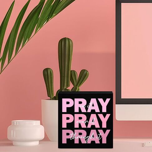Pink Pray on It Sign, Pink Dorm Decor, Pink Christian Gifts for Women, Pink Bible Room Home Office Decor, Room Decor for Teen Girls, Pink Christmas Decor, 5 x 5 Inches in Saudi Arabia