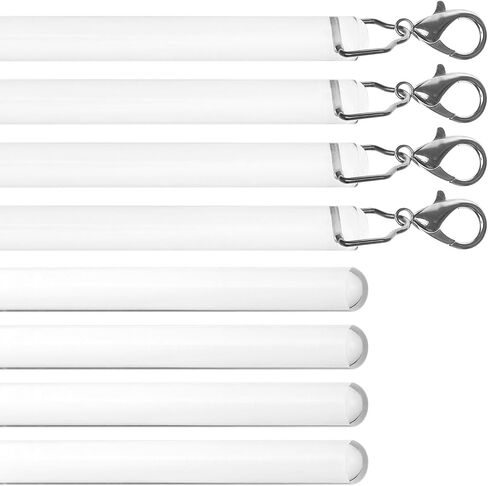 QWORK 40 Inch Clear Acrylic Curtain Pull Wand (4 Pack) with Strong Lobster Hook and Extra Ring Attachments – Ideal for Thick & Heavy Grommet Curtains in Saudi Arabia
