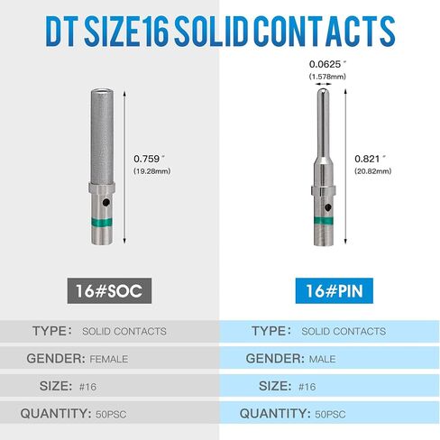 Deutsch DT Solid Contacts, Size 16 Solid Contacts, 0460-215-16141 Male Pins / 0462-209-16141 Female Sockets,DT Connector Terminals Wire Size 14-18AWG in Saudi Arabia
